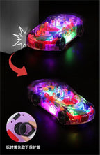 Kid Transparent Electric Car Sensory Racing Car Toy Colorful Moving Gears with Music Light Baby Crawling Toy Educational Gift