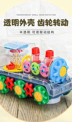 Light Up Transparent Gear Car Toy with LED Light Music Early Educational Toys Bump and Go Toy Luminous Toy Car for Kids B433