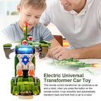 Children's Light Music Toy Car Electric Universal Driving Car Fighter Deformation Tank Robot