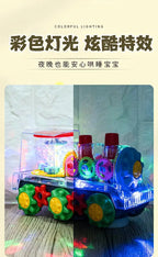 Light Up Transparent Gear Car Toy with LED Light Music Early Educational Toys Bump and Go Toy Luminous Toy Car for Kids B433