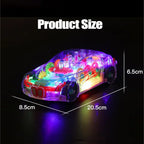 Kid Transparent Electric Car Sensory Racing Car Toy Colorful Moving Gears with Music Light Baby Crawling Toy Educational Gift