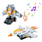 Children's Light Music Toy Car Electric Universal Driving Car Fighter Deformation Tank Robot