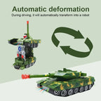 Children's Light Music Toy Car Electric Universal Driving Car Fighter Deformation Tank Robot
