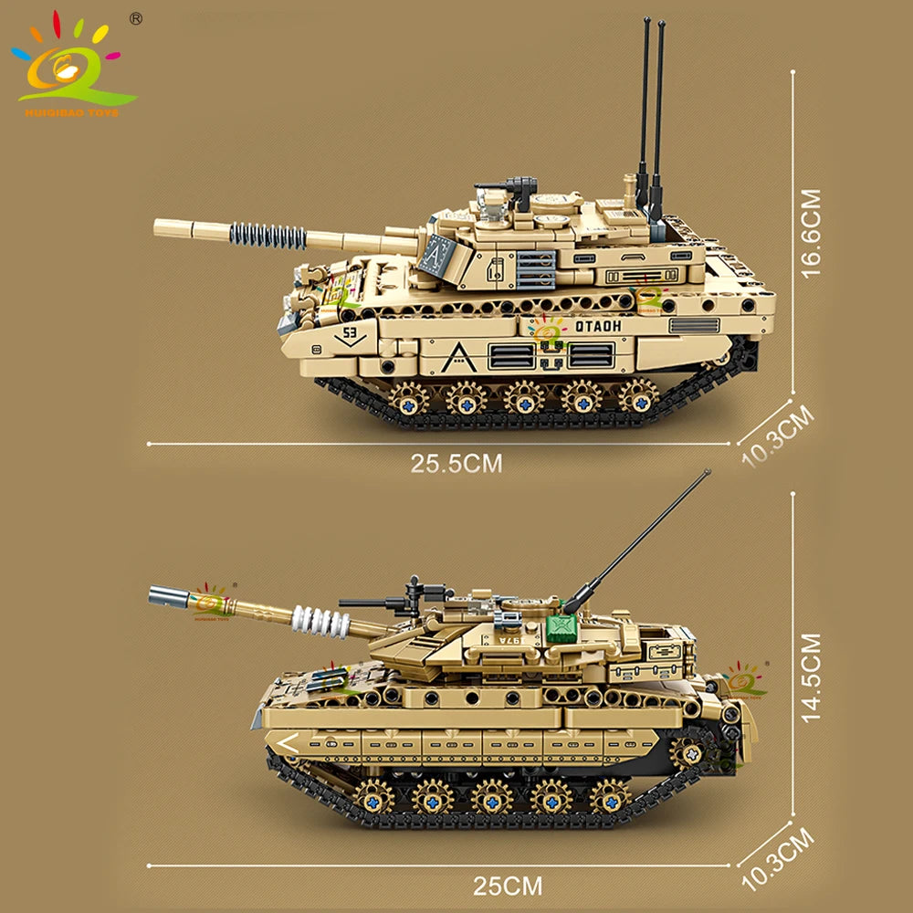 HUIQIBAO RC WW2 Military Tank Building Blocks Set for Children Remote Control Army Bricks Toy City Construction Bricks Kids Gift