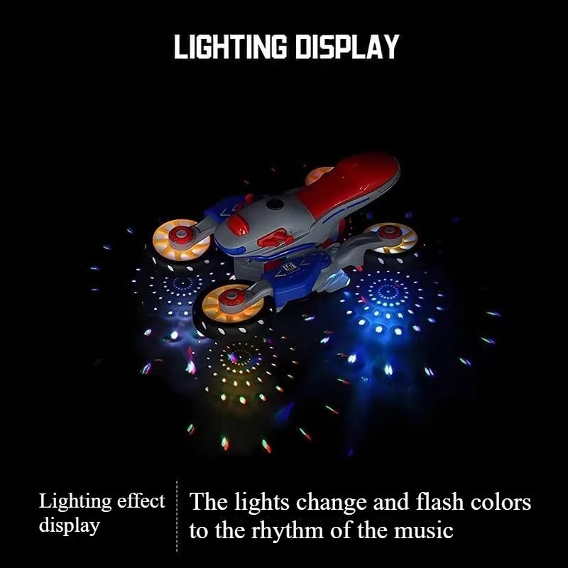 Deformation Motorcycle Toy Stunt Rotating Universal Car Toy with Light & Music for Kids Toddler Variant Music Motorcycle Toy