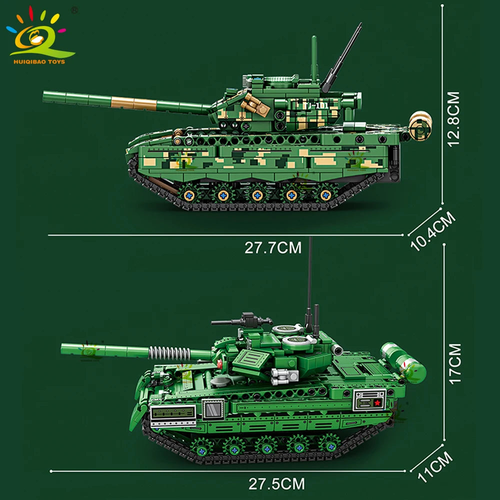 HUIQIBAO RC WW2 Military Tank Building Blocks Set for Children Remote Control Army Bricks Toy City Construction Bricks Kids Gift