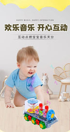 Light Up Transparent Gear Car Toy with LED Light Music Early Educational Toys Bump and Go Toy Luminous Toy Car for Kids B433