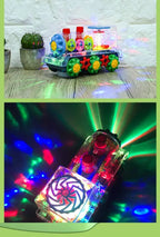 Light Up Transparent Gear Car Toy with LED Light Music Early Educational Toys Bump and Go Toy Luminous Toy Car for Kids B433