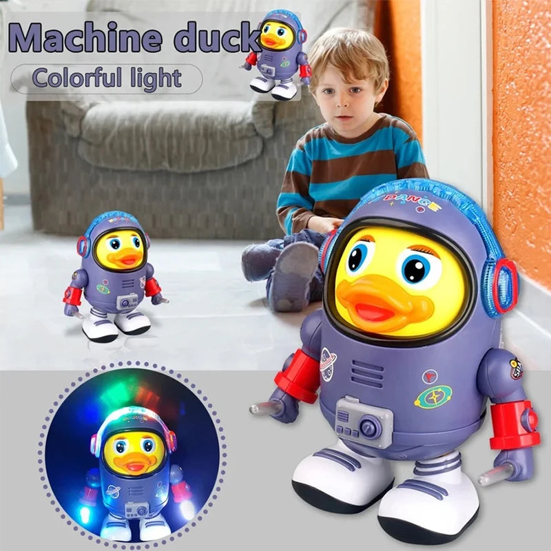Baby Montessori Electric Space Duck Music Toy Moving Walking Dancing Interactive Toys Electronic Pets Duck Doll for Toddler Gift