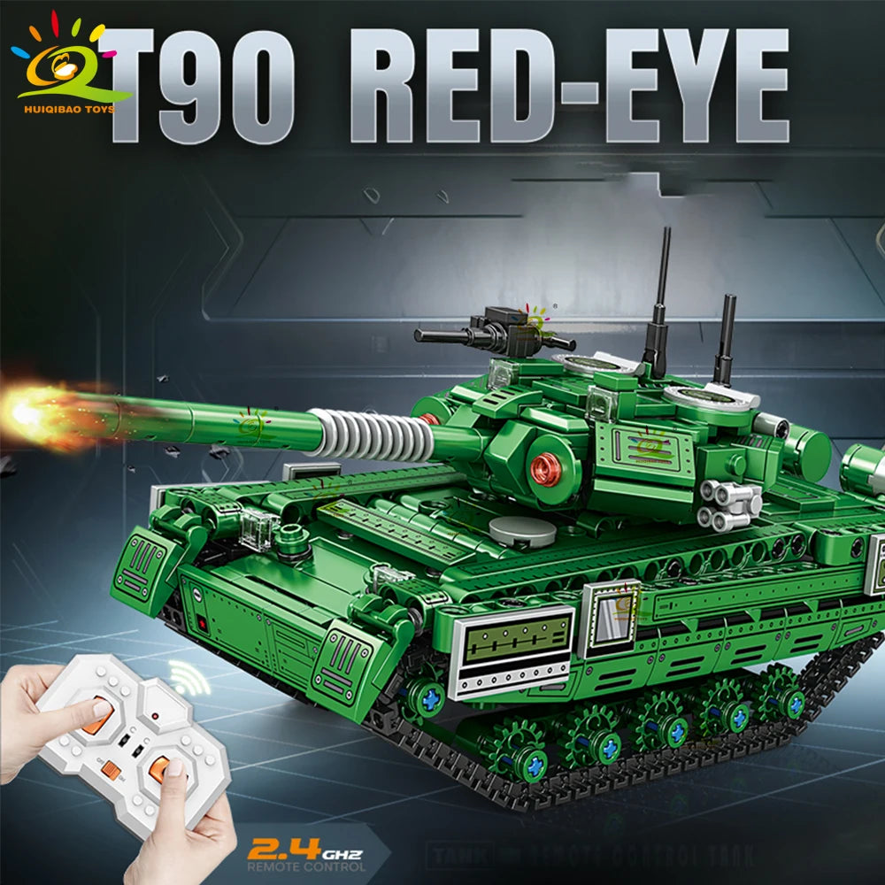 HUIQIBAO RC WW2 Military Tank Building Blocks Set for Children Remote Control Army Bricks Toy City Construction Bricks Kids Gift