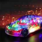 Kid Transparent Electric Car Sensory Racing Car Toy Colorful Moving Gears with Music Light Baby Crawling Toy Educational Gift