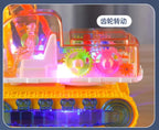 Children's electric transparent gear excavator toy boy music toy car electric universal engineering vehicle excavator