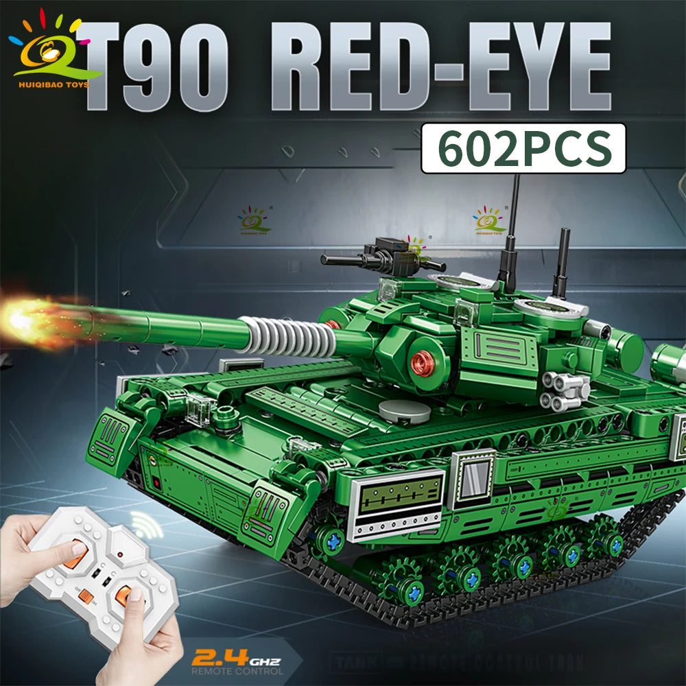 HUIQIBAO RC WW2 Military Tank Building Blocks Set for Children Remote Control Army Bricks Toy City Construction Bricks Kids Gift
