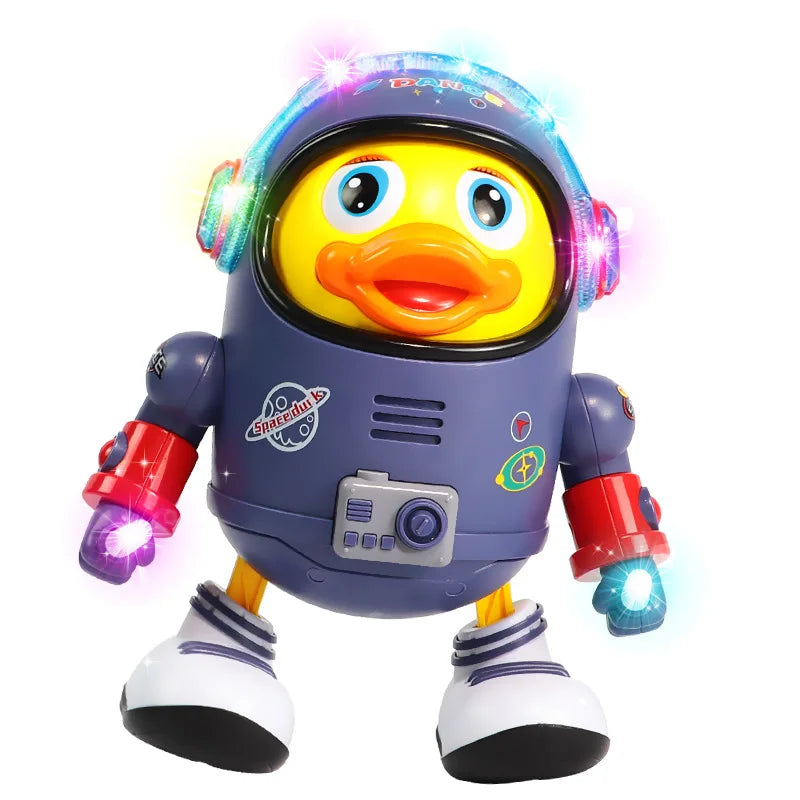 Baby Montessori Electric Space Duck Music Toy Moving Walking Dancing Interactive Toys Electronic Pets Duck Doll for Toddler Gift