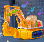Children's electric transparent gear excavator toy boy music toy car electric universal engineering vehicle excavator
