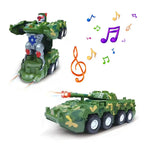 Children's Light Music Toy Car Electric Universal Driving Car Fighter Deformation Tank Robot