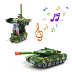 Children's Light Music Toy Car Electric Universal Driving Car Fighter Deformation Tank Robot
