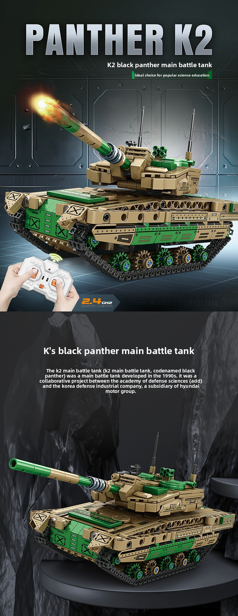 Mingdi 2.4G Remote Control Building Blocks 99A Tank Military Model Compatible with Lego Assembly Children's Toys Student Gift