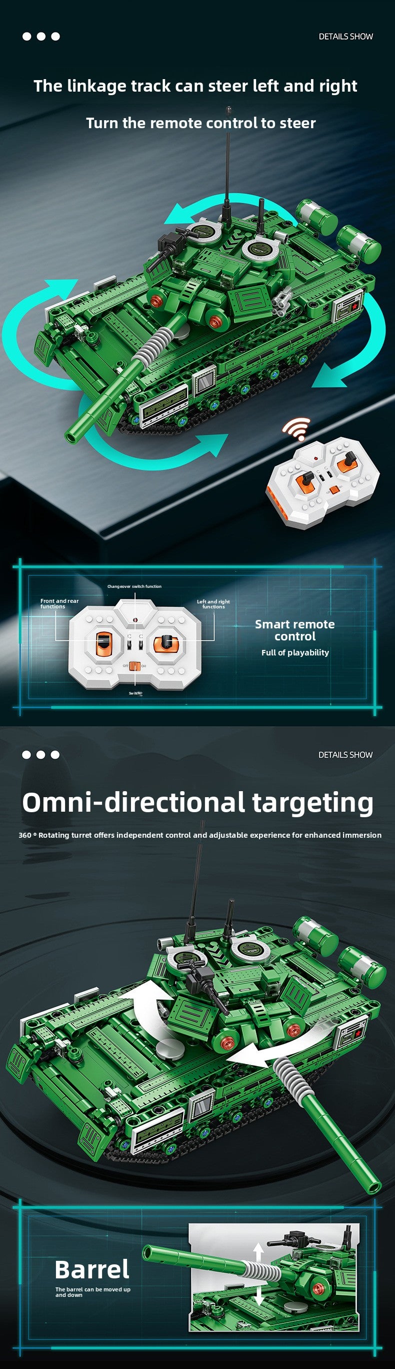 Mingdi 2.4G Remote Control Building Blocks 99A Tank Military Model Compatible with Lego Assembly Children's Toys Student Gift