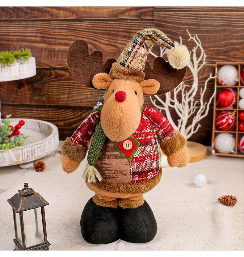 Jingchen Cross-Border Christmas Retractable Doll Window Display Santa Claus Snowman Standing Doll Holiday Decoration