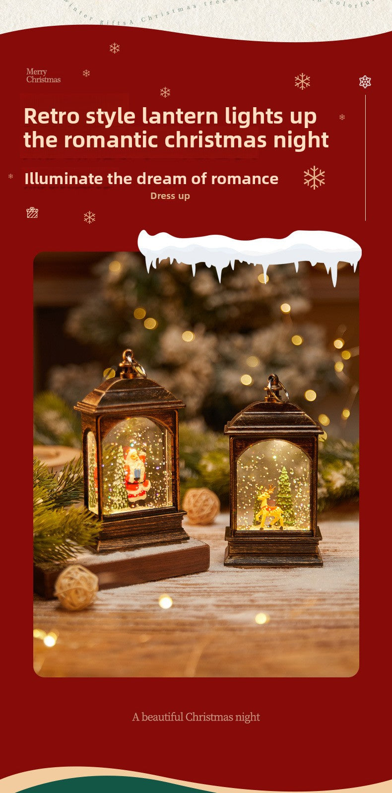 Christmas Decoration Wind Lamp Crystal Lamp Santa Claus Christmas Party Decoration Christmas Ornaments Christmas Gifts