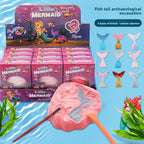 New Mermaid Tail Archaeological Dig Blind Box - Kids DIY Mini Colorful Dinosaur Gem Treasure Hunt Toy