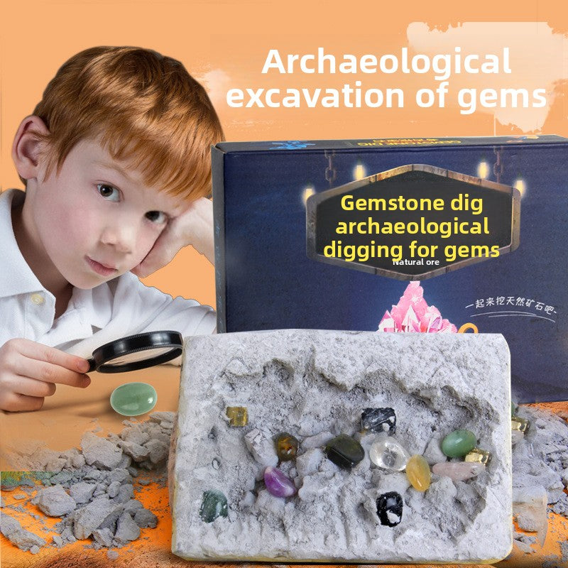 Colorful Gem & Dinosaur Fossil Archaeological Dig Blind Box - Kids DIY Educational Toy