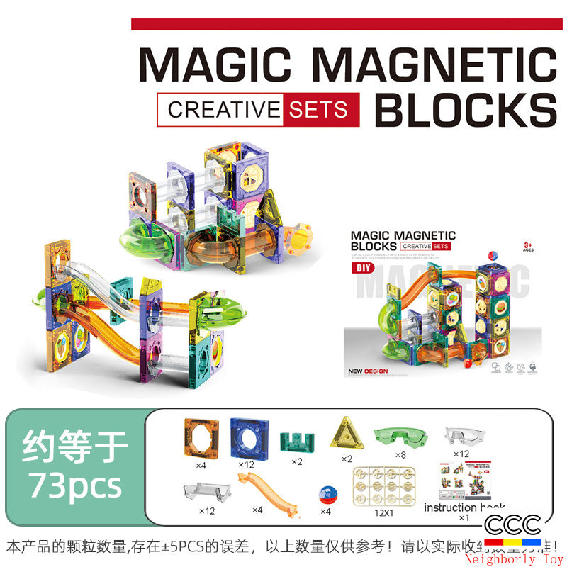 Slide Track Ball Magnetic Tiles Building Blocks Cross-Border Amazon Intelligence Assembly Boys' Toy Gift