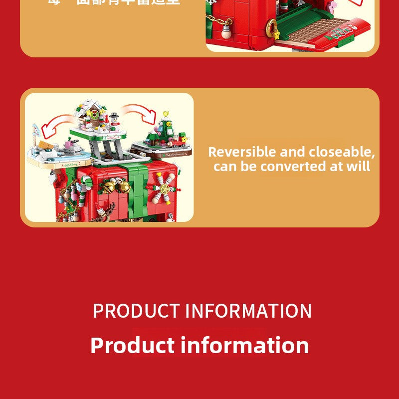 Compatible with LEGO Christmas Mechanism Box Santa Claus Building Blocks Toy Educational Assembly Gift for Men and Women Wholesale Dropshipping