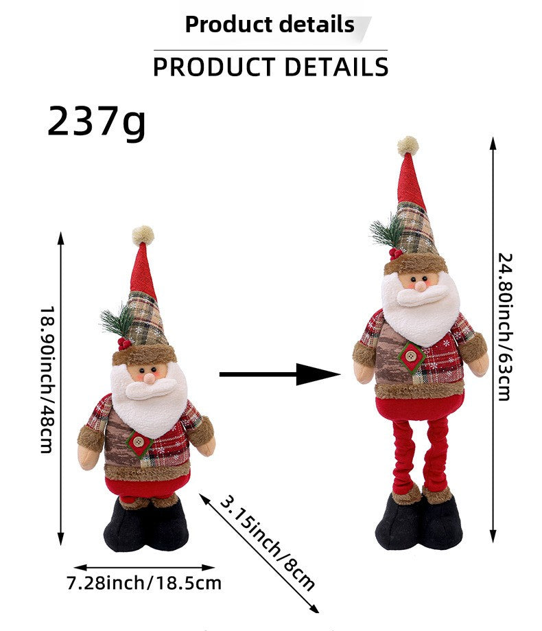 Jingchen Cross-Border Christmas Retractable Doll Window Display Santa Claus Snowman Standing Doll Holiday Decoration