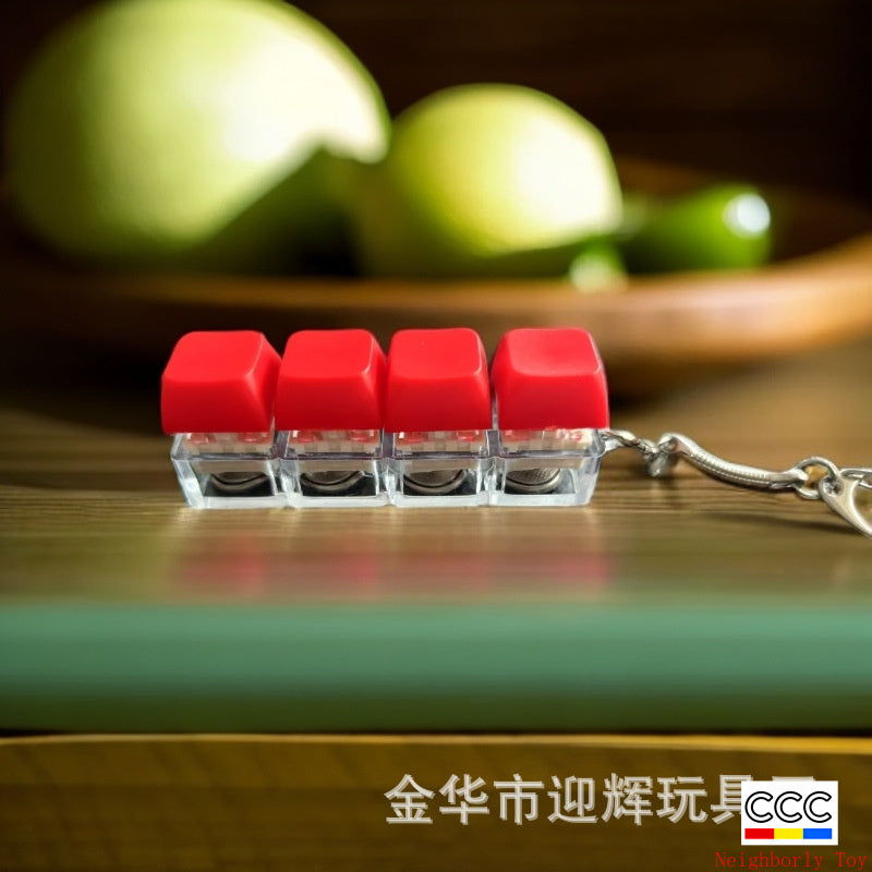 Stress Relief One-Line Four-Key Mechanical Keyboard Switch Tester Macaron Finger Squeeze Stress Relief Keychain