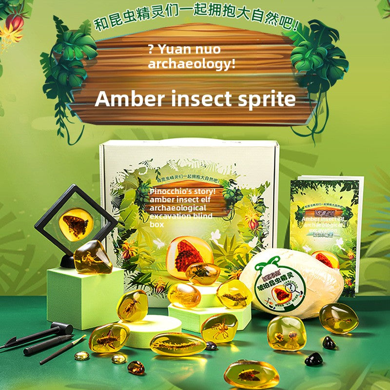 Amber Insect Sprite Archaeological Dig Blind Box - Kids Gem Exploration DIY Treasure Hunt Toy