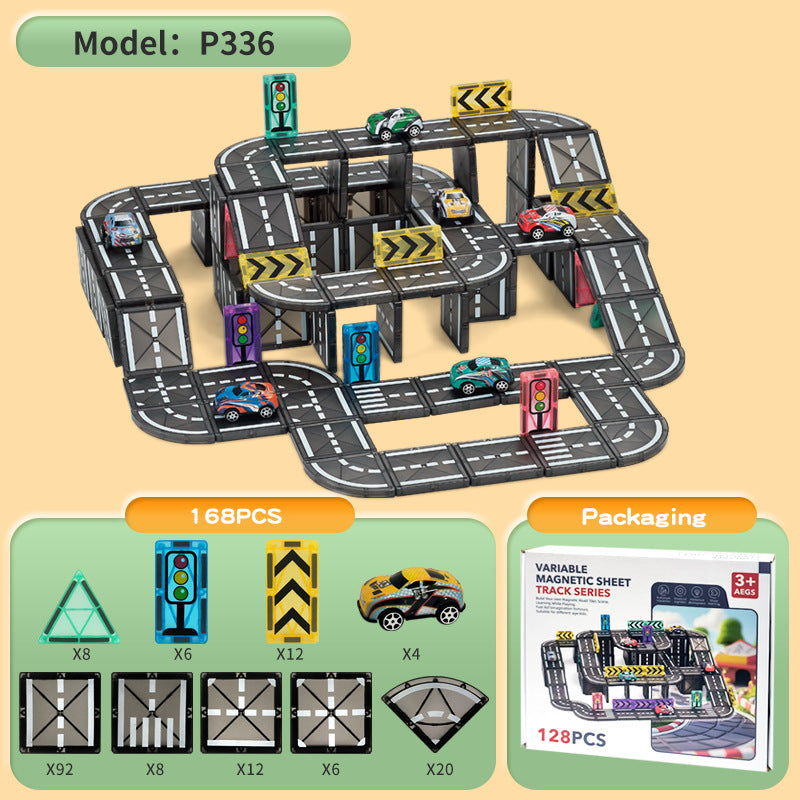 Slide Track Ball Magnetic Tiles Building Blocks Cross-Border Amazon Intelligence Assembly Boys' Toy Gift