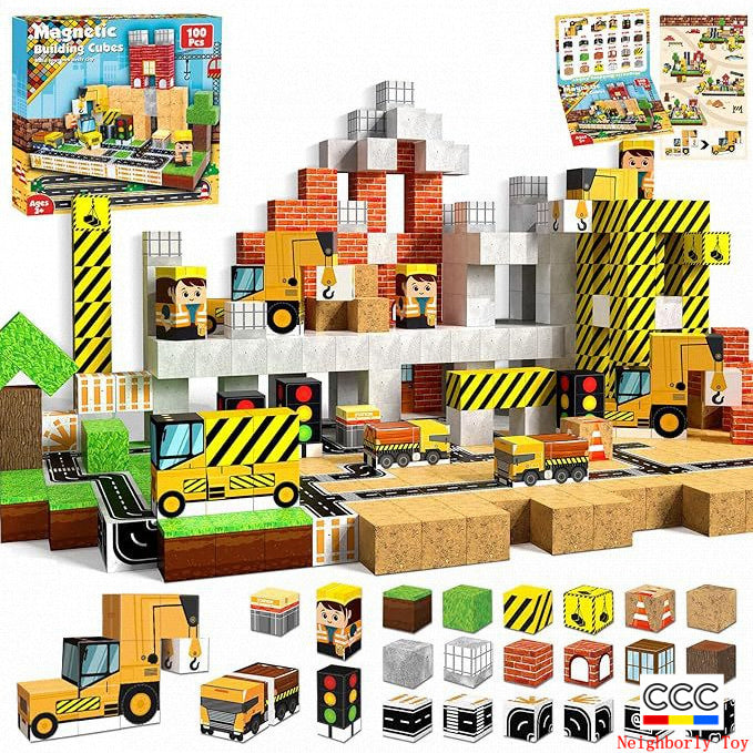 Cross-Border Amazon Hot Item Magnetic Building Magnetic Blocks Educational 3D Magnetic Pieces DIY Toys for Children