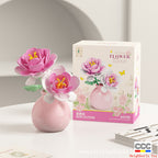 Cross-Border Building Blocks Eternal Flower Transparent Building Blocks Display Cover Home Decoration Desktop Trendy Assembly Toys Gift Wholesale