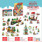 Building Blocks Christmas Calendar Blind Box Countdown 24 Grids Children's DIY Car Dinosaur Building Blocks Tear-off Blind Box