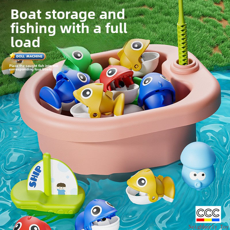 Children's Magnetic Fishing Toy Baby Early Education Educational Boys and Girls Electric Large Rotating Fishing Plate Parent-Child Interaction