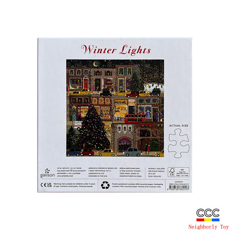 High Quality Galison Christmas Night 500 Piece Winter Lights Puzzle Adult Stress Relief Puzzle Christmas Gift