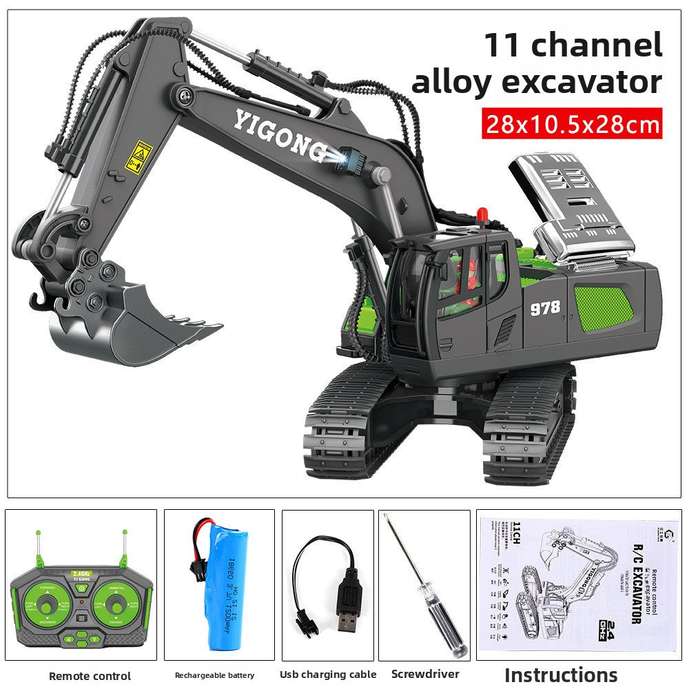 2.4G Alloy Remote Control Excavator Dump Truck Bulldozer Engineering Vehicle Toy Bilingual