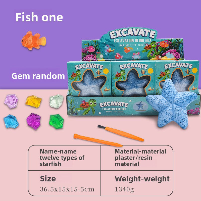 New Mermaid Tail Archaeological Dig Blind Box - Kids DIY Mini Colorful Dinosaur Gem Treasure Hunt Toy