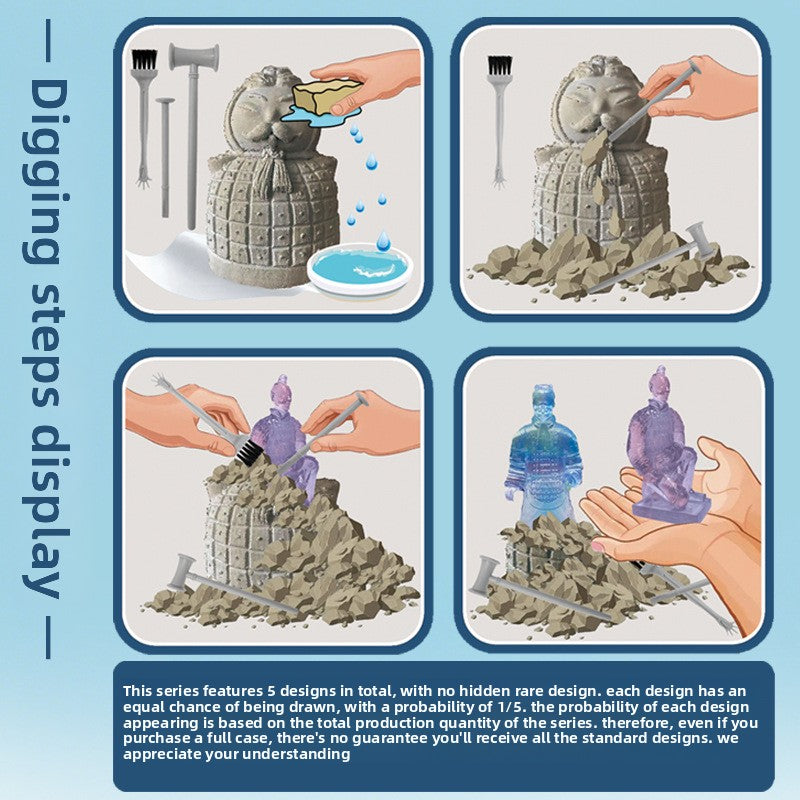 Qin Yong Terra Cotta Warriors and Horses Glazed Generals Kneeling Archers Official Figures Archaeological Model Set for Kids Educational Toy Collection