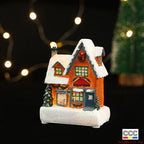 Cross-Border New Christmas Decorations Resin Christmas Small House Micro Landscape Luminous Snow House Ornaments Christmas Gifts