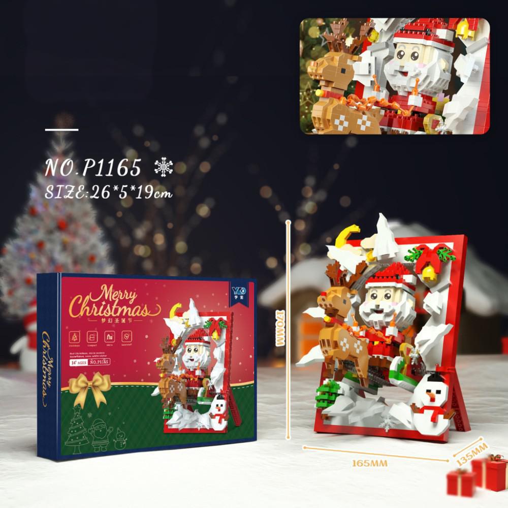 Creative Diy2025 Decorations Cross-Border Christmas Building Block Toys Children's Christmas Gifts 3D Santa Claus Photo Frame