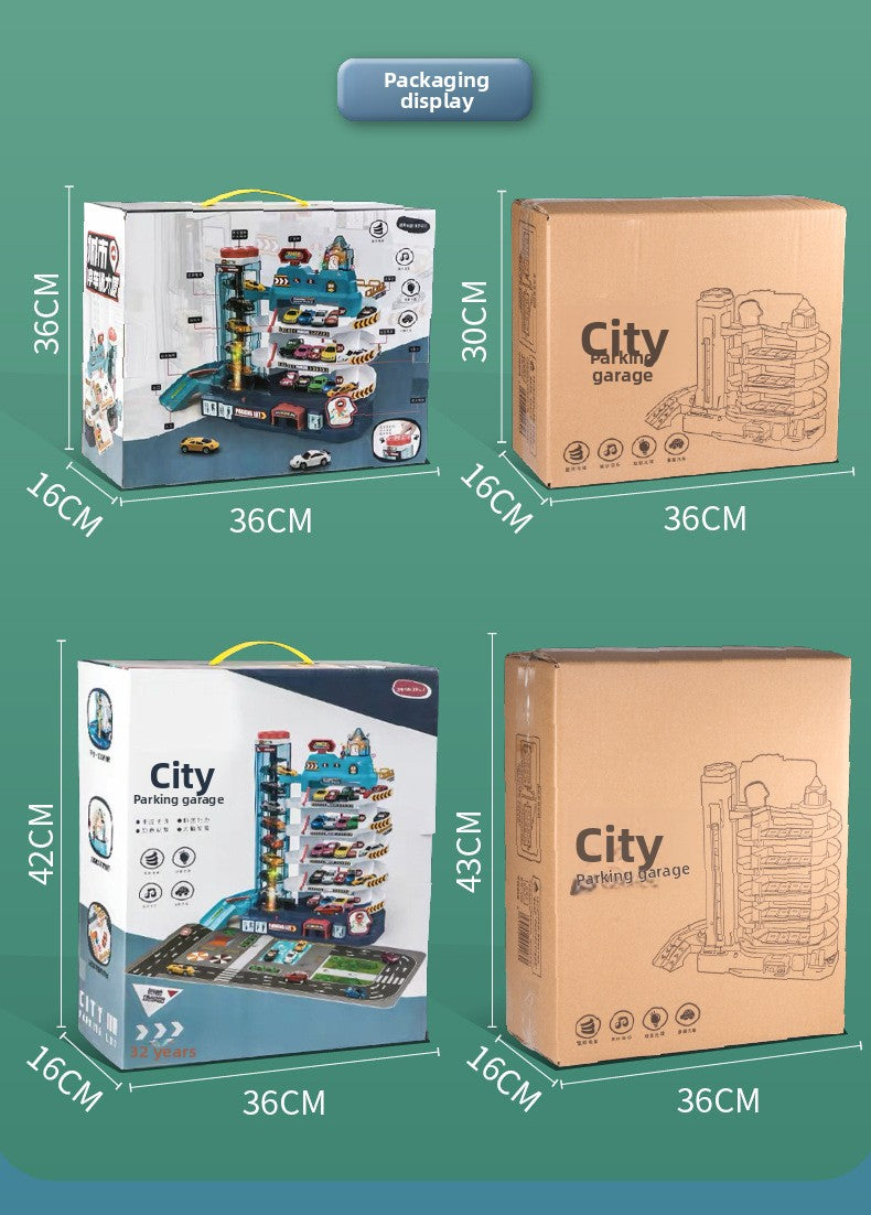 Children's Dinosaur Winding Road City Combination Track Car Adventure Parking Building Educational Toy for Boys