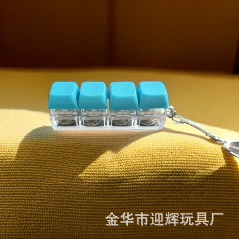 Stress Relief One-Line Four-Key Mechanical Keyboard Switch Tester Macaron Finger Squeeze Stress Relief Keychain