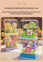 Cross-Border Building Blocks Eternal Flower Transparent Building Blocks Display Cover Home Decoration Desktop Trendy Assembly Toys Gift Wholesale