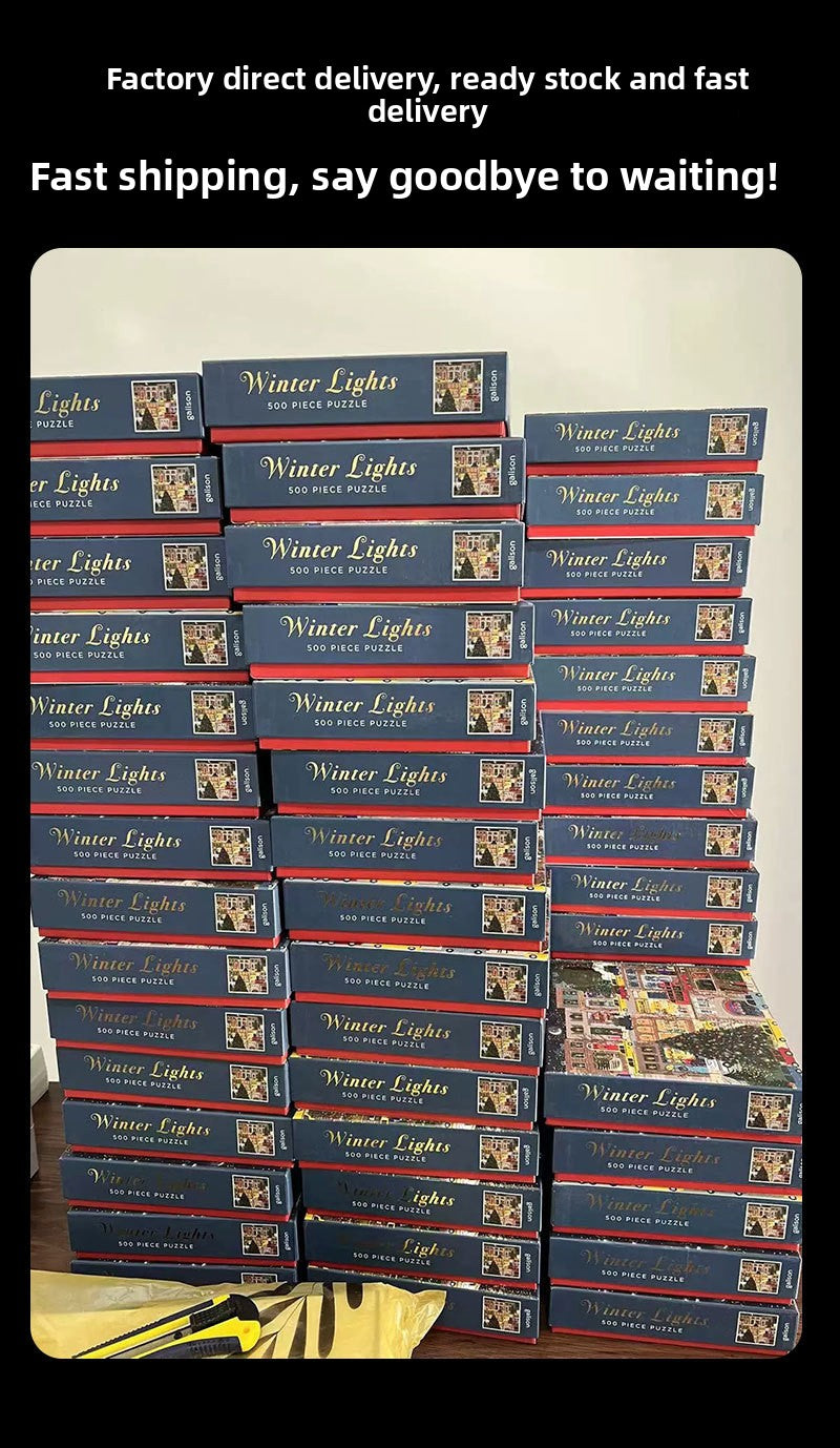 High Quality Galison Christmas Night 500 Piece Winter Lights Puzzle Adult Stress Relief Puzzle Christmas Gift