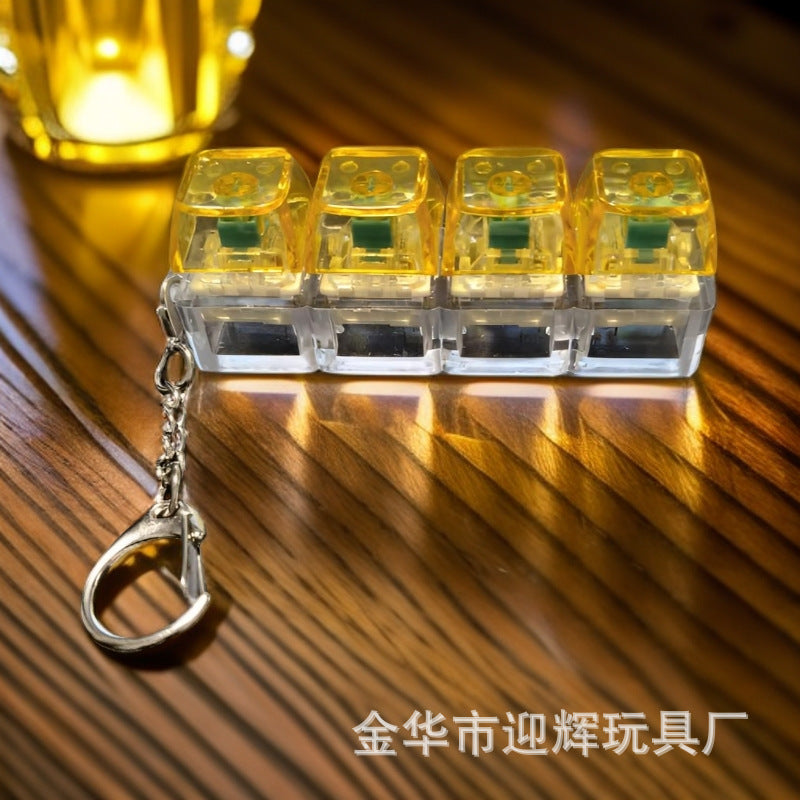 Stress Relief One-Line Four-Key Mechanical Keyboard Switch Tester Macaron Finger Squeeze Stress Relief Keychain