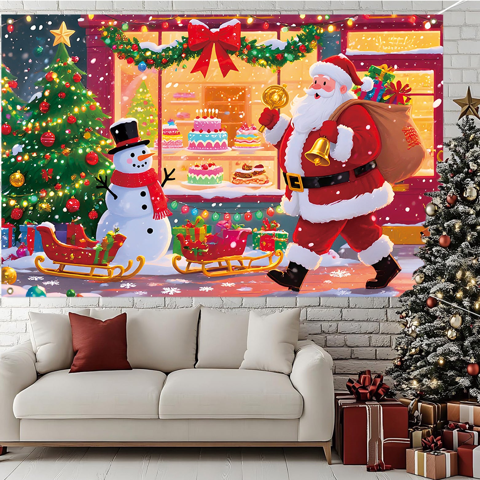 Cross-Border New Christmas Dessert Shop Background Banner Party Atmosphere Decoration Scene Setup Props Supplies