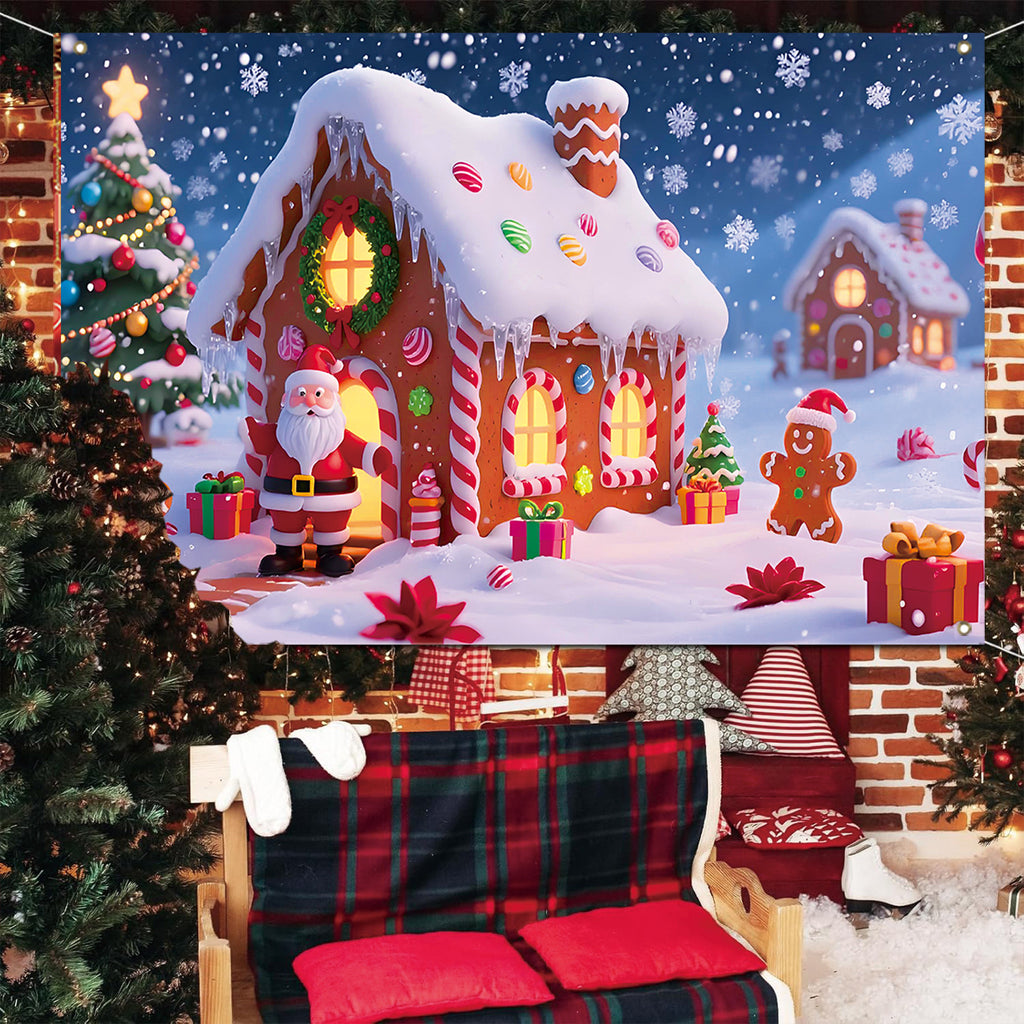 Cross-Border New Christmas Dessert Shop Background Banner Party Atmosphere Decoration Scene Setup Props Supplies